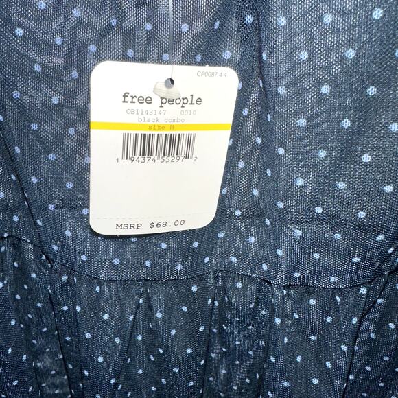 Free People Intimately Madeline Women Sz Med Navy Blue Polka Dot Slip Dress NWT - Picture 3 of 8